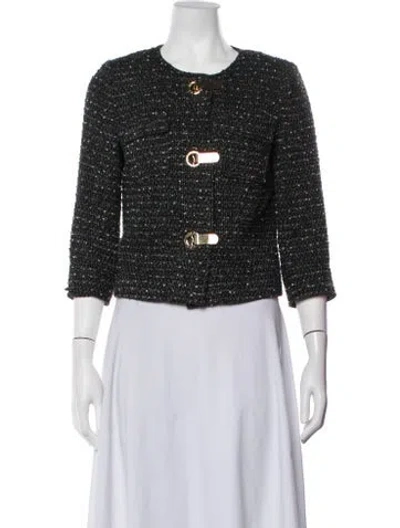 Pre-owned Michael Michael Kors Tweed Pattern Jacket In Black