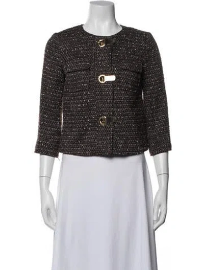 Pre-owned Michael Michael Kors Tweed Pattern Jacket In Brown