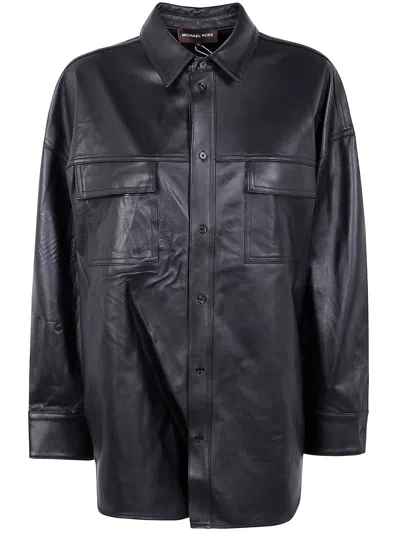 Michael Michael Kors Unisex Oversized Leather Shirt In Black