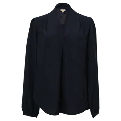Michael Michael Kors V-neck Blouse In Navy Blue Silk