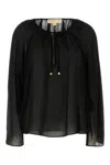 Michael Michael Kors Michael By Michael Kors Black Georgette Blouse