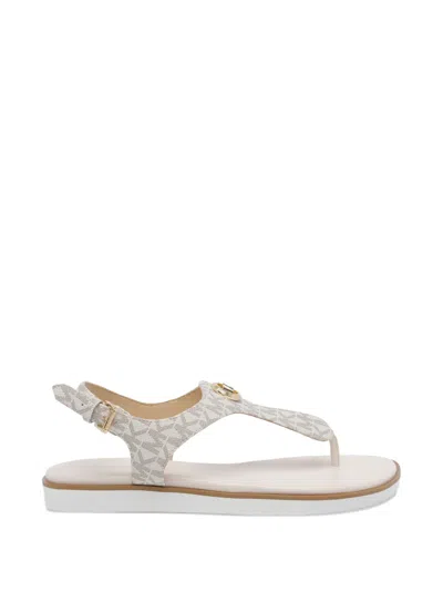 Michael Michael Kors Val Logo-plaque Round-toe Sandals In Neutral