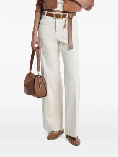Michael Michael Kors Violette Logo-plaque Jeans In White