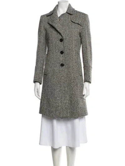 Pre-owned Michael Michael Kors Virgin Wool Tweed Pattern Coat In Multi