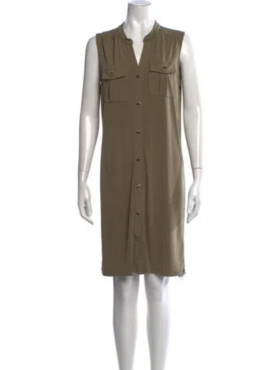 Pre-owned Michael Michael Kors V-neck Mini Dress In Green