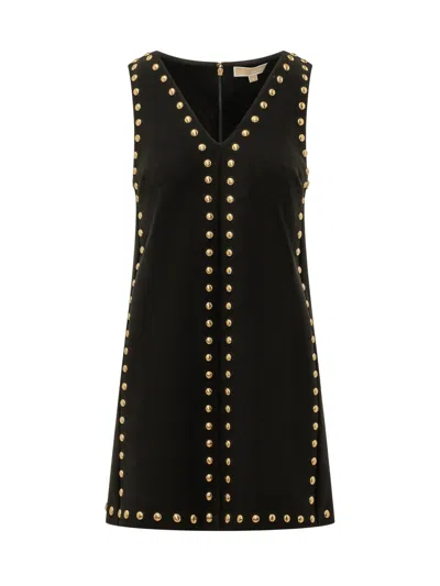 Michael Michael Kors V-neck Stud Detail Dress In Black