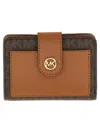 Michael Michael Kors Mk Charm Sm Tab Compact Pckt Wllt-tu Nd Michael By Michael Kors Female In Brown