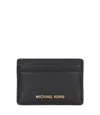 Michael Michael Kors Leather Card Holder Logo Detail In Black