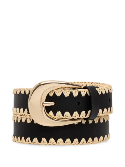 Michael Michael Kors Whipstitch Leather Belt In Black