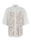 Michael Michael Kors White Beaded Shirt With All-over Floral Embroidery In Tech Fabric Woman