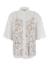 Michael Michael Kors White Beaded Shirt With All-over Floral Embroidery In Tech Fabric Woman