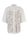 Michael Michael Kors White Beaded Shirt With All-over Floral Embroidery In Tech Fabric Woman In White