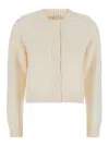 Michael Michael Kors White Crewneck Cardigan In White