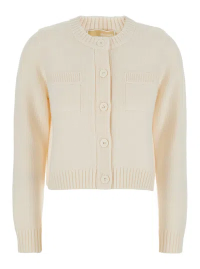 Michael Michael Kors White Crewneck Cardigan