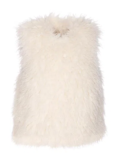 MICHAEL MICHAEL KORS WHITE FAUX FUR VEST