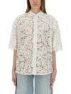 Michael Michael Kors White Beaded Shirt With All-over Floral Embroidery In Tech Fabric Woman In Grey