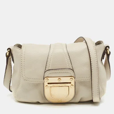 Pre-owned Michael Michael Kors White Leather Flap Crossbody Bag