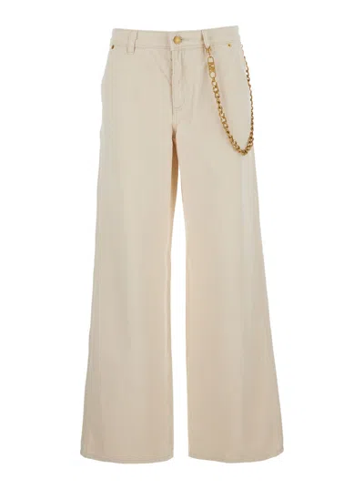 Michael Michael Kors Wide Leg With Chain Detail Jeans In Neutral