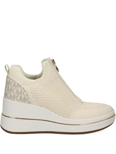 Michael Michael Kors Zip-up Logo Sneakers In Neutral
