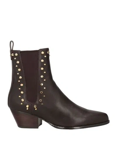 Michael Michael Kors Woman Ankle Boots Dark Brown Size 8 Leather
