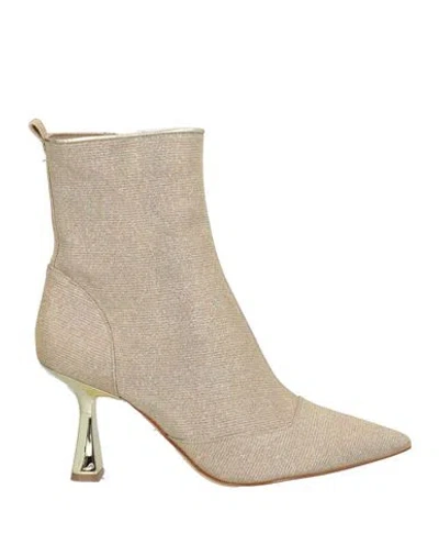 Michael Michael Kors Woman Ankle Boots Gold Size 8 Textile Fibers In Brown