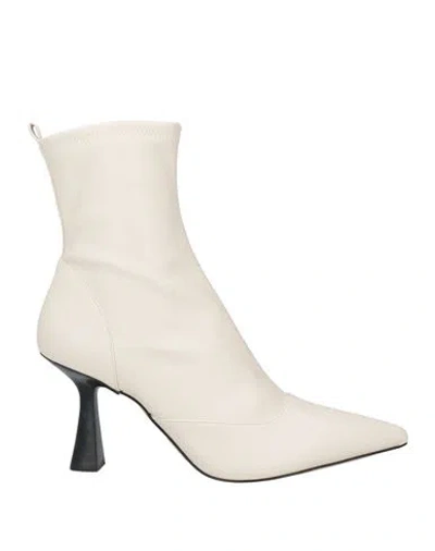 Michael Michael Kors Woman Ankle Boots Ivory Size 10 Textile Fibers In White