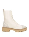 Michael Michael Kors Woman Ankle Boots Ivory Size 8 Textile Fibers In Neutral