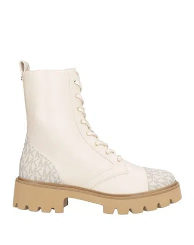 Michael Michael Kors Woman Ankle Boots Ivory Size 8 Textile Fibers In Neutral