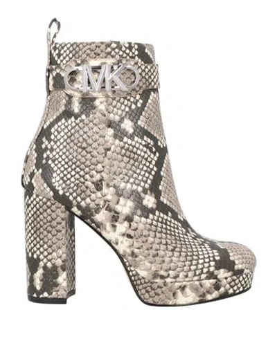 Michael Michael Kors Woman Ankle Boots Taupe Size 6 Textile Fibers In Grey