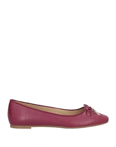 Michael Michael Kors Woman Ballet Flats Burgundy Size 8 Leather In Pink