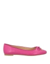 Michael Michael Kors Woman Ballet Flats Fuchsia Size 7.5 Leather In Pink
