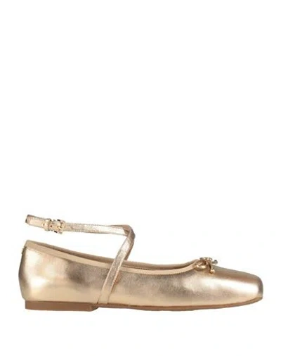 Michael Michael Kors Woman Ballet Flats Gold Size 5 Leather