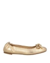 Michael Michael Kors Woman Ballet Flats Gold Size 8 Leather In Gold