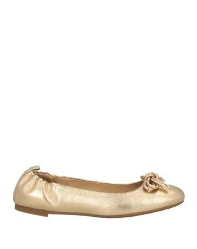 Michael Michael Kors Woman Ballet Flats Gold Size 8 Leather