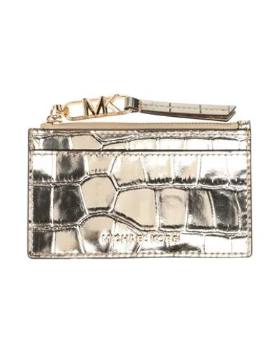 Michael Michael Kors Woman Cardholder Platinum Size - Leather In Gray