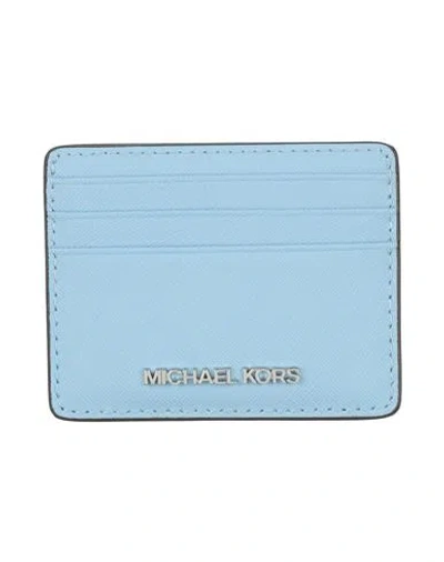 Michael Michael Kors Woman Cardholder Sky Blue Size - Leather