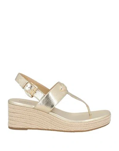 Michael Michael Kors 70mm Logo-plaque Thong-strap Espadrilles In Gold