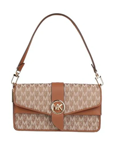 Michael Michael Kors Woman Handbag Tan Size - Leather, Textile Fibers In Brown