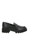 Michael Michael Kors Woman Loafers Black Size 8 Leather, Textile Fibers In Black
