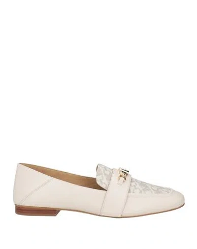 Michael Michael Kors Woman Loafers Ivory Size 7.5 Leather, Pvc - Polyvinyl Chloride In White