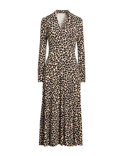 Michael Michael Kors Woman Midi Dress Beige Size Xs Viscose, Elastane In Neutral