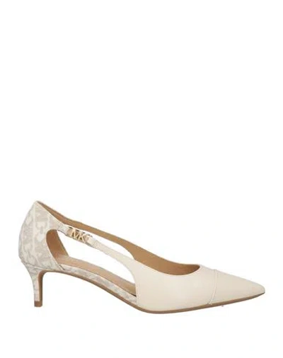 Michael Michael Kors Woman Pumps Off White Size 6.5 Leather, Pvc - Polyvinyl Chloride