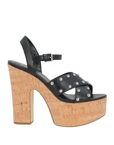Michael Michael Kors Woman Sandals Black Size 8.5 Synthetic Material, Cork