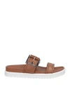 Michael Michael Kors Women's Colby Buckle-accented Leather Slide Sandals In Brown