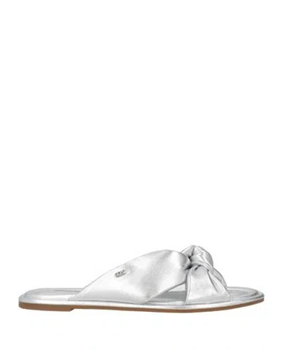 Michael Michael Kors Woman Sandals Silver Size 6 Leather In Animal Print
