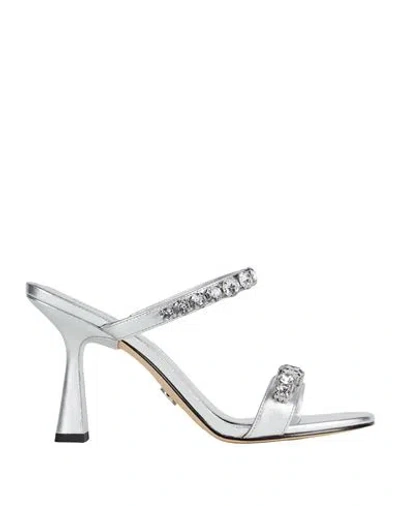 Michael Michael Kors Woman Sandals Silver Size 7 Leather