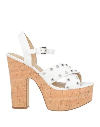 Michael Michael Kors Woman Sandals White Size 8.5 Synthetic Material, Cork