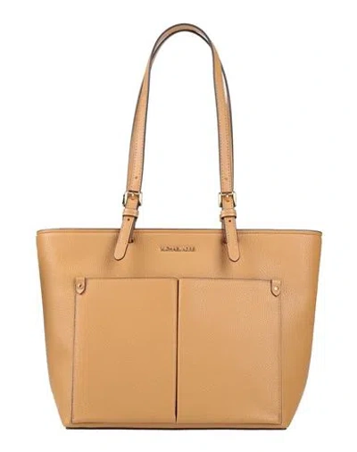 Michael Michael Kors Woman Shoulder Bag Camel Size - Textile Fibers In Beige