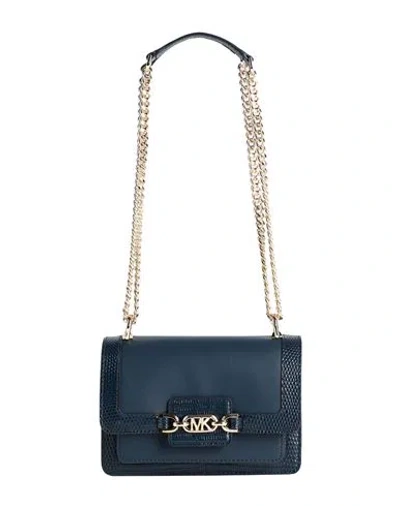 Michael Michael Kors Woman Shoulder Bag Navy Blue Size - Cow Leather In Black