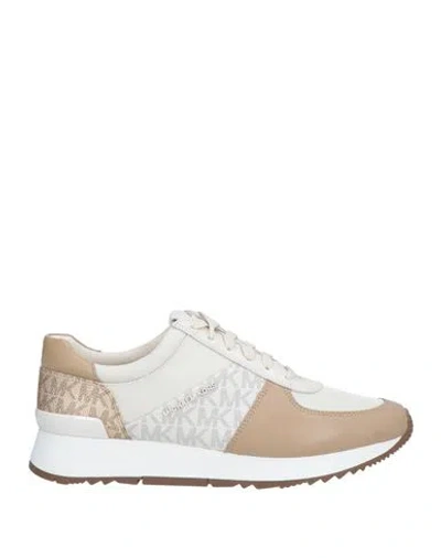 Michael Michael Kors Woman Sneakers Beige Size 8 Leather, Textile Fibers In White